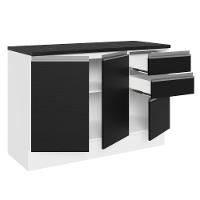 Balcão De Pia Cozinha 100% Mdf 120 Cm 3 Portas E 2 Gavetas Branco/preto Acordes Madesa Branco/preto - 7