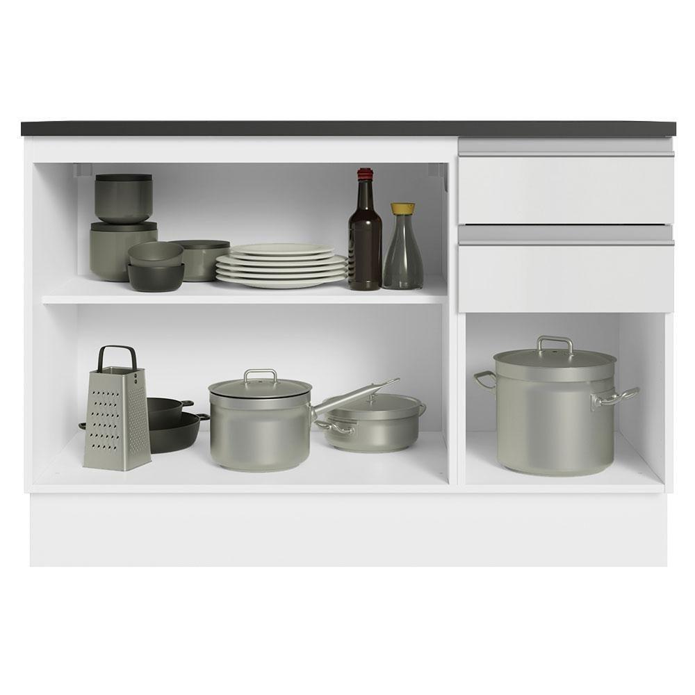 Balcão De Pia Cozinha 100% Mdf 120 Cm 3 Portas E 2 Gavetas Branco Acordes Madesa Branco - 4