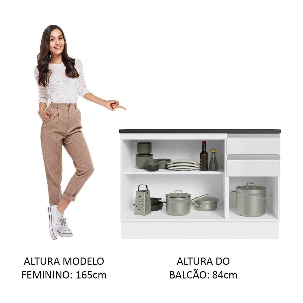 Balcão De Pia Cozinha 100% Mdf 120 Cm 3 Portas E 2 Gavetas Branco Acordes Madesa Branco - 6