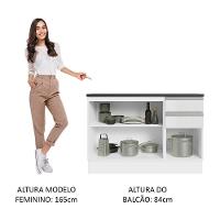 Balcão De Pia Cozinha 100% Mdf 120 Cm 3 Portas E 2 Gavetas Branco Acordes Madesa Branco - 6