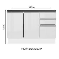 Balcão De Pia Cozinha 100% Mdf 120 Cm 3 Portas E 2 Gavetas Branco Acordes Madesa Branco - 7