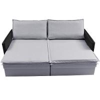 Sofá Sem Caixa Retrátil Baú 1,75m Cama Inbox Grace Tecido Linho E Courino Cinza Claro - 3