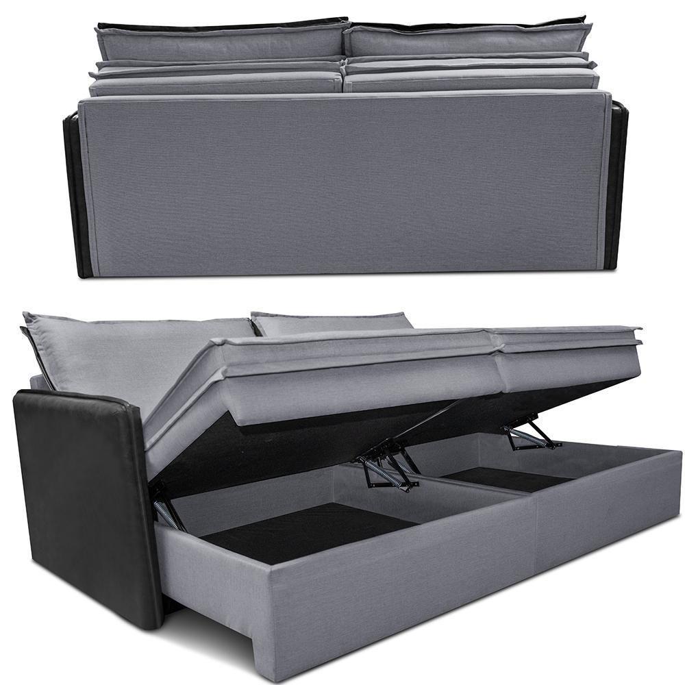 Sofá Sem Caixa Retrátil Baú 1,55m Cama Inbox Grace Tecido Linho E Courino Cinza Escuro - 2