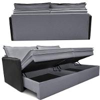 Sofá Sem Caixa Retrátil Baú 1,55m Cama Inbox Grace Tecido Linho E Courino Cinza Escuro - 2