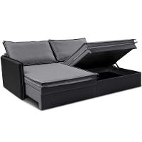 Sofá Sem Caixa Retrátil Baú 1,55m Cama Inbox Grace Tecido Linho E Courino Cinza Escuro - 8