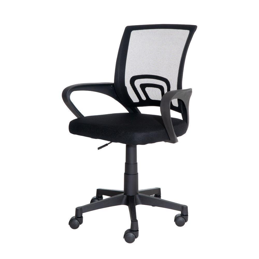 Cadeira De Escritório Basic Diretor Estofado Tela Mesh Base Giratória Preta Altura Ajustável - 1