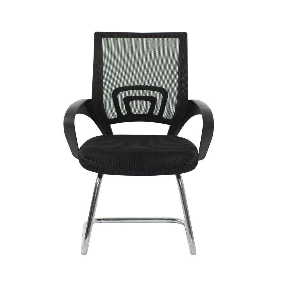 Kit 2 Cadeiras Escritório Basic Diretor Fixa Tela Mesh Preta Base Cromada - 2