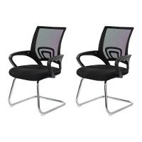 Kit 2 Cadeiras Escritório Basic Diretor Fixa Tela Mesh Preta Base Cromada - 1