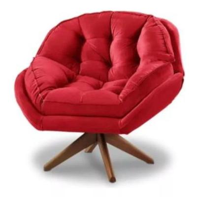 Poltrona Decorativa Califórnia Com Base Giratória Veludo - Ssx Multicoisas Cor Vermelho