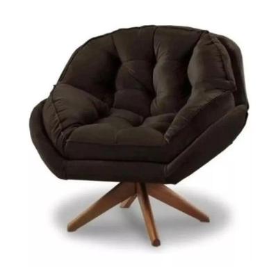 Poltrona Decorativa Califórnia Com Base Giratória Veludo - Ssx Multicoisas Cor Marrom