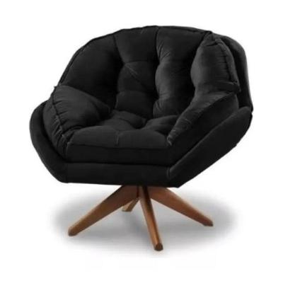 Poltrona Decorativa Califórnia Com Base Giratória Veludo - Ssx Multicoisas Cor Preto