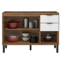 Balcão Para Cozinha 120cm 3 Portas 2 Gavetas Firenze Ssx Multicoisas Cor Amendola/branco - 3