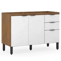 Balcão Para Cozinha 120cm 3 Portas 2 Gavetas Firenze Ssx Multicoisas Cor Amendola/branco - 4