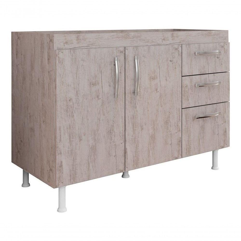 Balcão Gabinete De Pia Sem Tampo 120cm Nathan 2 Portas Rústico - Ssx Multicoisas Cor Marrom - 1