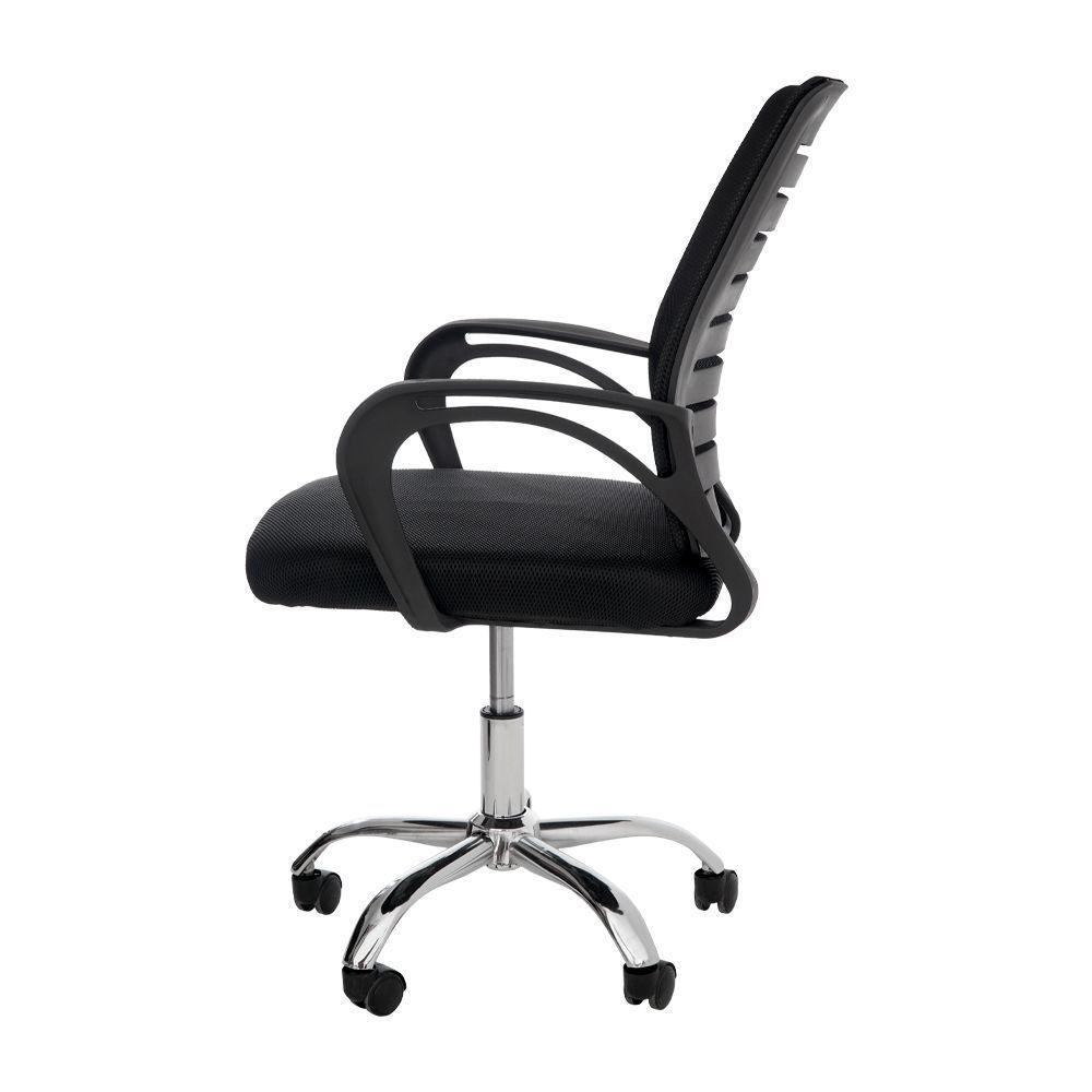 Cadeira De Escritório Tela Mesh Zebrada Base Giratória Cromada Altura Ajustável Preta - 3