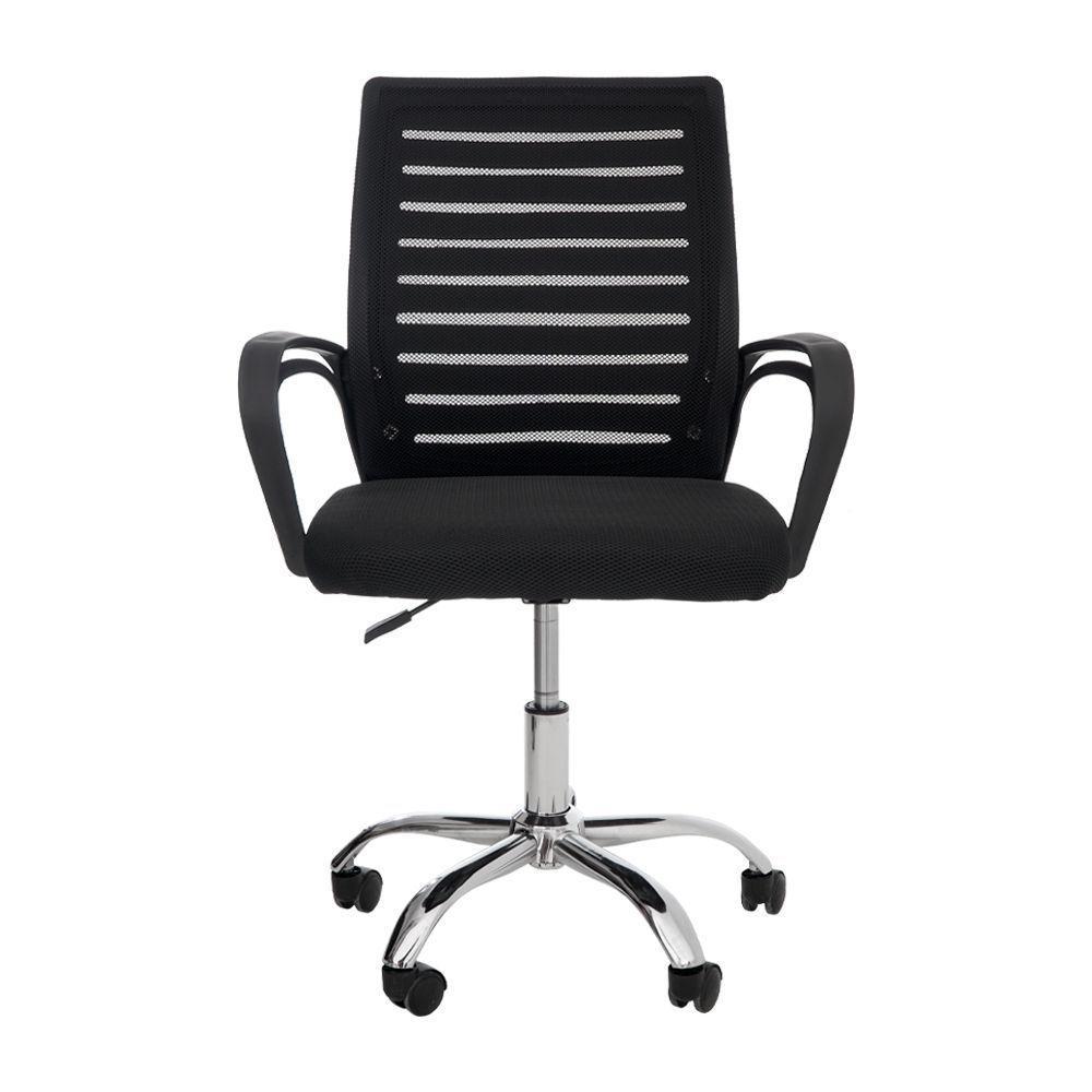Cadeira De Escritório Tela Mesh Zebrada Base Giratória Cromada Altura Ajustável Preta - 4