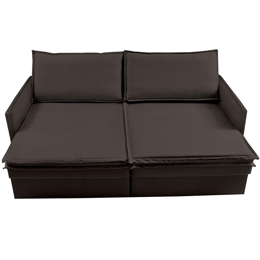 Sofá Sem Caixa Retrátil Baú 1,95m Lounge Linho Marrom Cama Inbox - 6