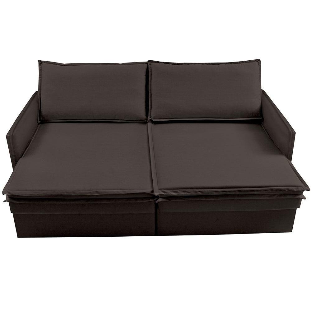 Sofá Sem Caixa Retrátil Baú 1,55m Lounge Linho Marrom Cama Inbox - 7