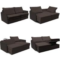 Sofá Sem Caixa Retrátil Baú 1,55m Lounge Linho Marrom Cama Inbox - 5