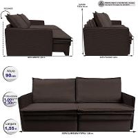 Sofá Sem Caixa Retrátil Baú 1,55m Lounge Linho Marrom Cama Inbox - 10