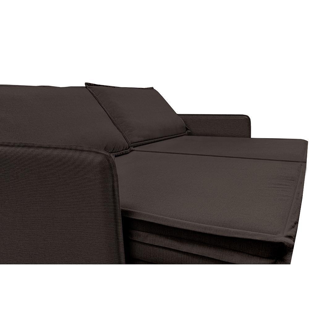 Sofá Sem Caixa Retrátil Baú 1,75m Lounge Linho Marrom Cama Inbox - 4