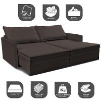 Sofá Sem Caixa Retrátil Baú 1,75m Lounge Linho Marrom Cama Inbox - 9