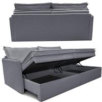 Sofá Sem Caixa Retrátil Baú 1,75m Lounge Linho Cinza Escuro Cama Inbox - 2