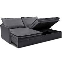 Sofá Sem Caixa Retrátil Baú 1,75m Lounge Linho Cinza Escuro Cama Inbox - 6