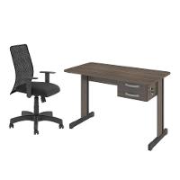 Jogo Cadeira Inclinável E Mesa Com Gaveteiro Affara Preto - 1