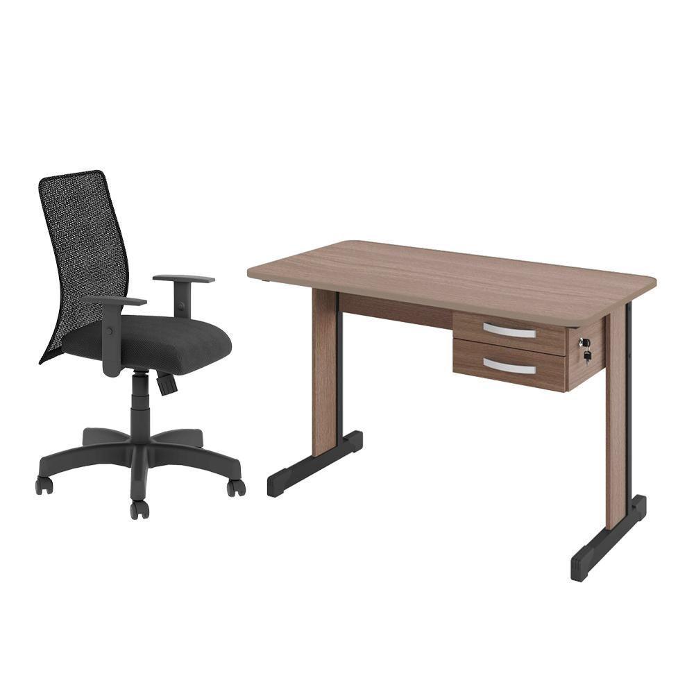 Jogo Cadeira Inclinável E Mesa Com Gaveteiro Montana Preto - 1