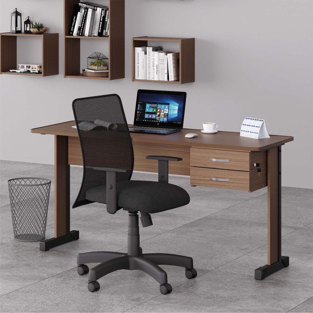 Jogo Cadeira Inclinável E Mesa Com Gaveteiro Montana Preto - 2