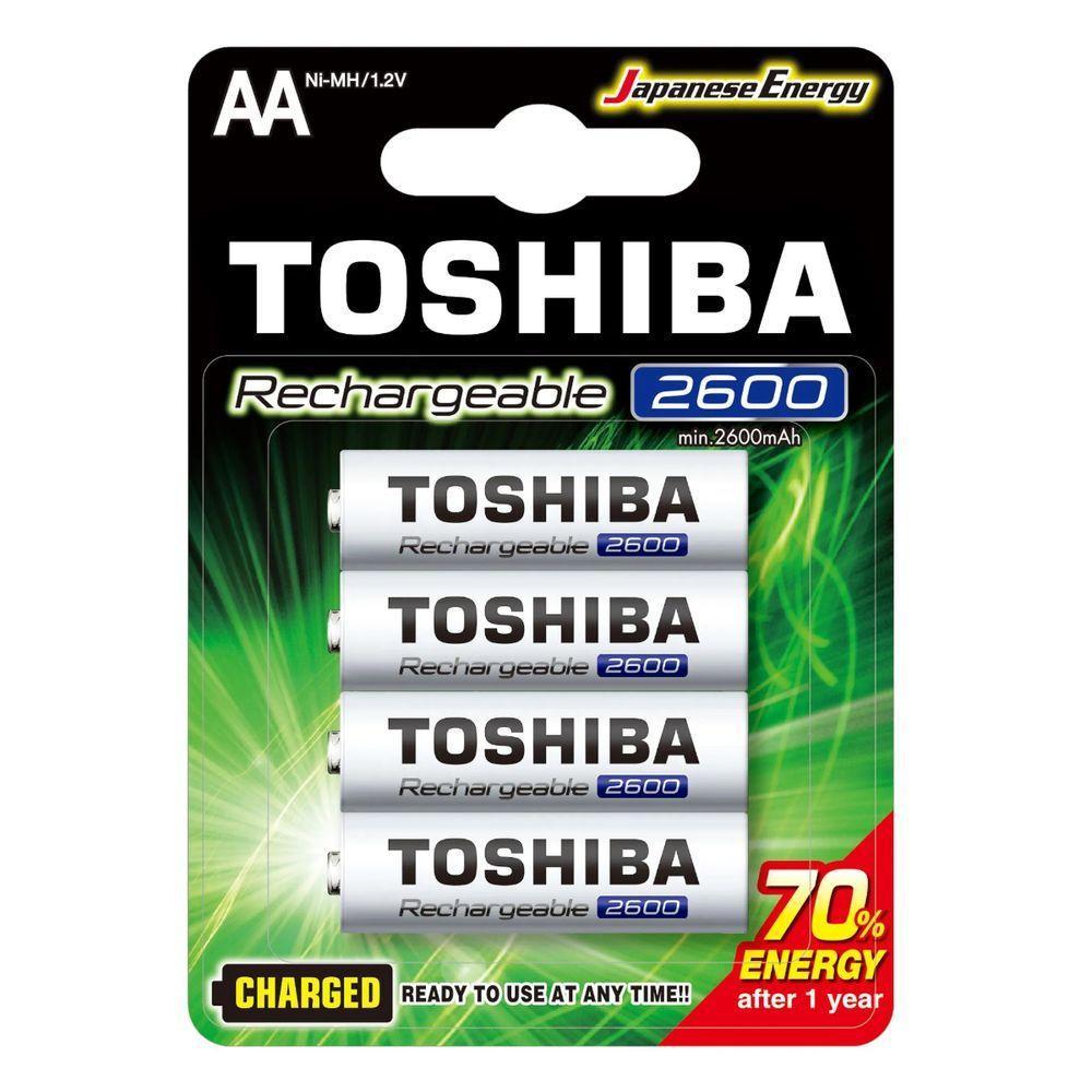 Pilha Recarregável Aa 2600mah Toshiba 4 Unidades - 1