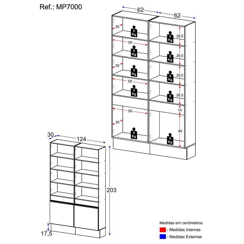Armário/estante Escritório 2 Portas Multimóveis Mp7000 Preto/branco Preto/branco - 3