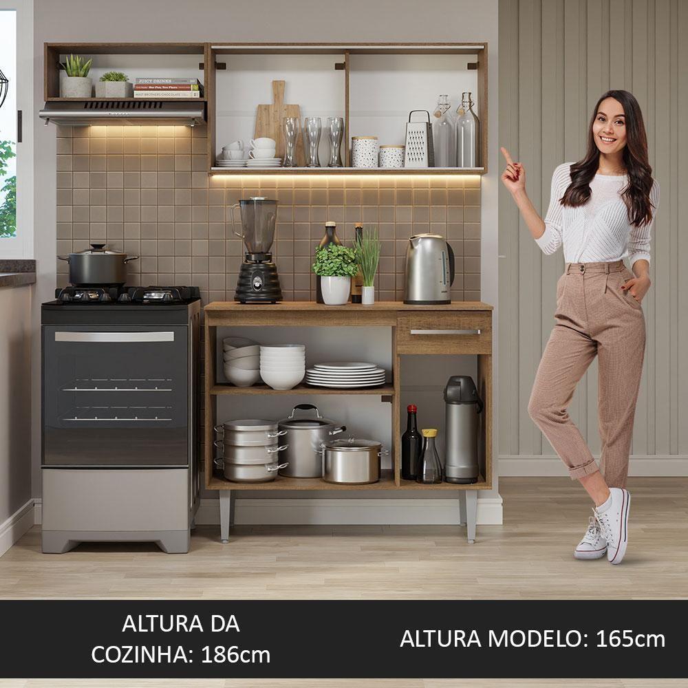 Armário De Cozinha Compacta 165cm Rustic Emilly Madesa 03 Rustic - 3