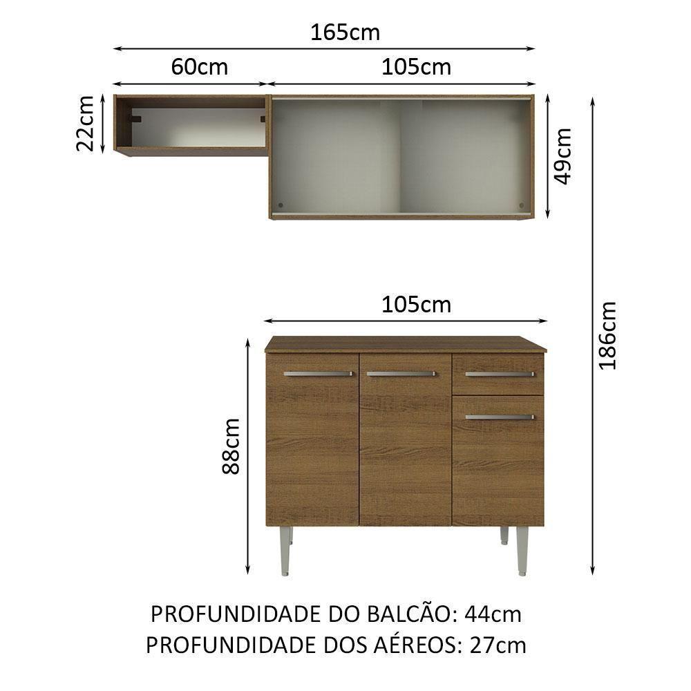 Armário De Cozinha Compacta 165cm Rustic Emilly Madesa 03 Rustic - 8