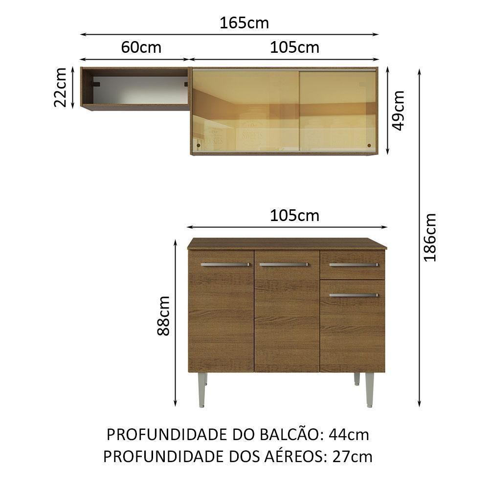 Armário De Cozinha Compacta 165cm Rustic Emilly Madesa 04 Rustic - 7