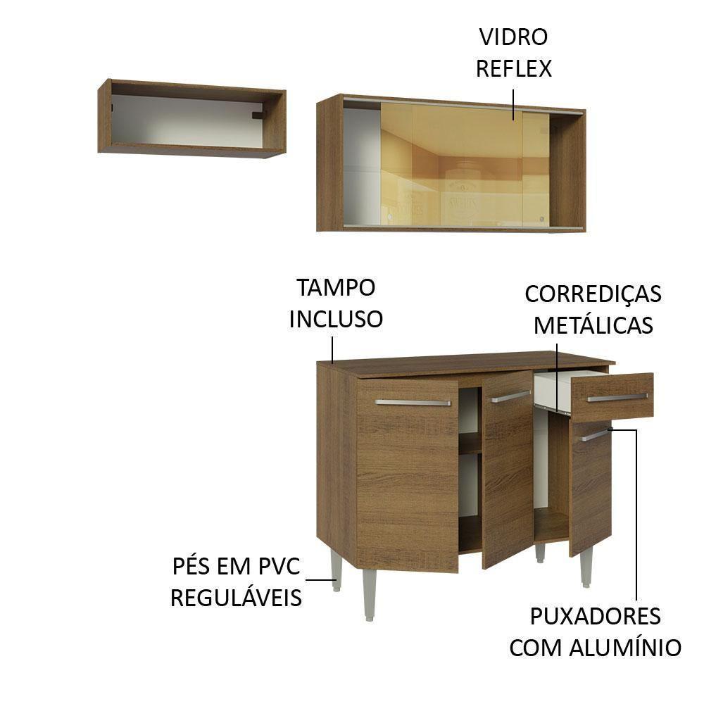 Armário De Cozinha Compacta 165cm Rustic Emilly Madesa 04 Rustic - 10