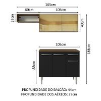 Armário De Cozinha Compacta 165cm Rustic/preto Emilly Madesa 04 Rustic/preto - 6