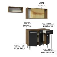 Armário De Cozinha Compacta 165cm Rustic/preto Emilly Madesa 04 Rustic/preto - 7