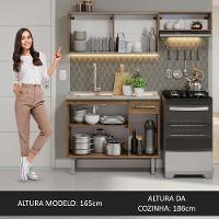Armário De Cozinha Compacta 165cm Com Pia Rustic Emilly Madesa 05 Rustic - 5