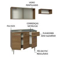Armário De Cozinha Compacta 165cm Com Pia Rustic Emilly Madesa 05 Rustic - 10