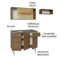 Armário De Cozinha Compacta 165cm Com Pia Rustic Emilly Madesa 06 Rustic - 7