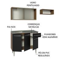 Armário De Cozinha Compacta 165cm Com Pia Rustic/preto Emilly Madesa 05 Rustic/preto - 10