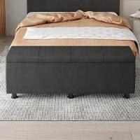 Baú Sapateira Estofada Casal Queen Size 160 Cm Marte Veludo Skybox Preto - 6