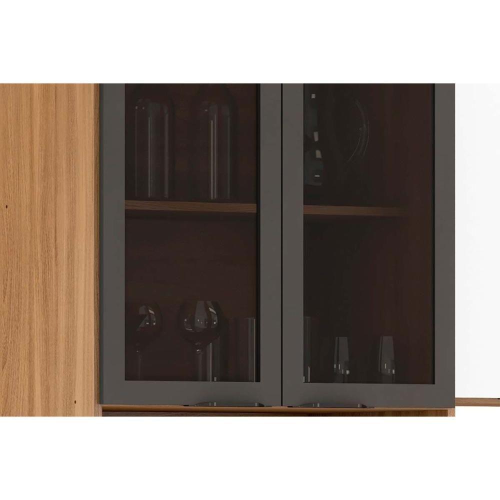 Paneleiro De Cozinha 2 Portas C/ Vidro Firenze Avena/grafito - Demóbile - 3