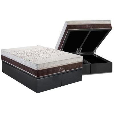 Cama Box Baú Queen: Colchão Molas Polar MasterPocket Ensacadas Sporting + Base CRC Suede Gray(158x198)