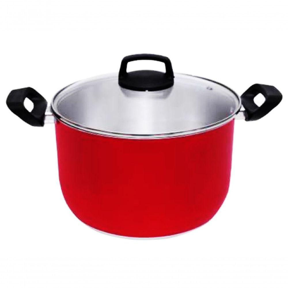 Caldeirão De Aluminio Tampa De Vidro 6.7litros Nº24 Vermelho - 1