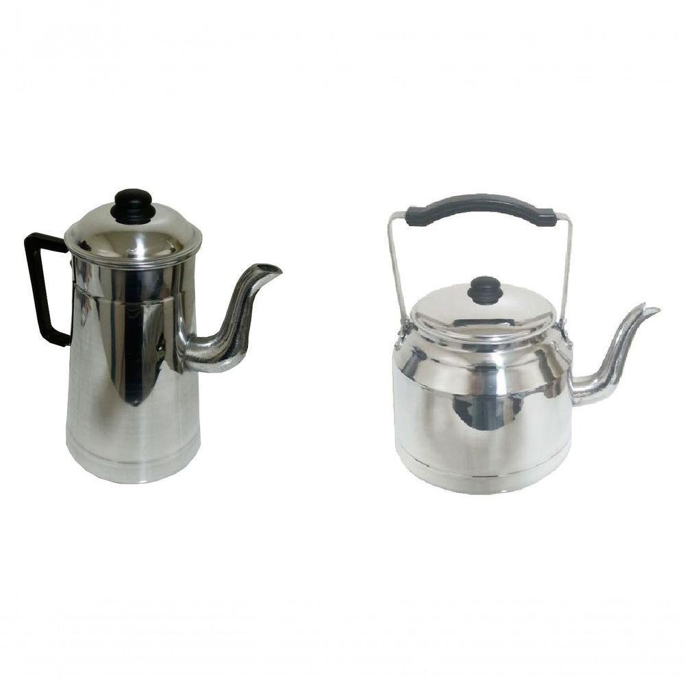 Kit Chaleira 3 Litros E Bule 1,8 Litros De Alumínio Polido - 1