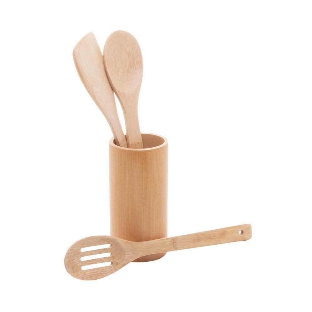 Conjunto Lyor 3 Utensílios E Suporte Em Bambu - 1