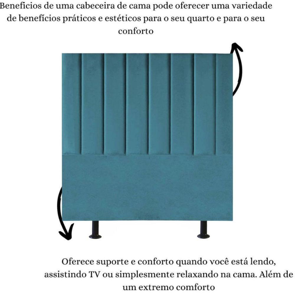 Cabeceira Estofada Cama Box Queen 160 Cm Sophia Carla Suede Cor:azul Turquesa - 6
